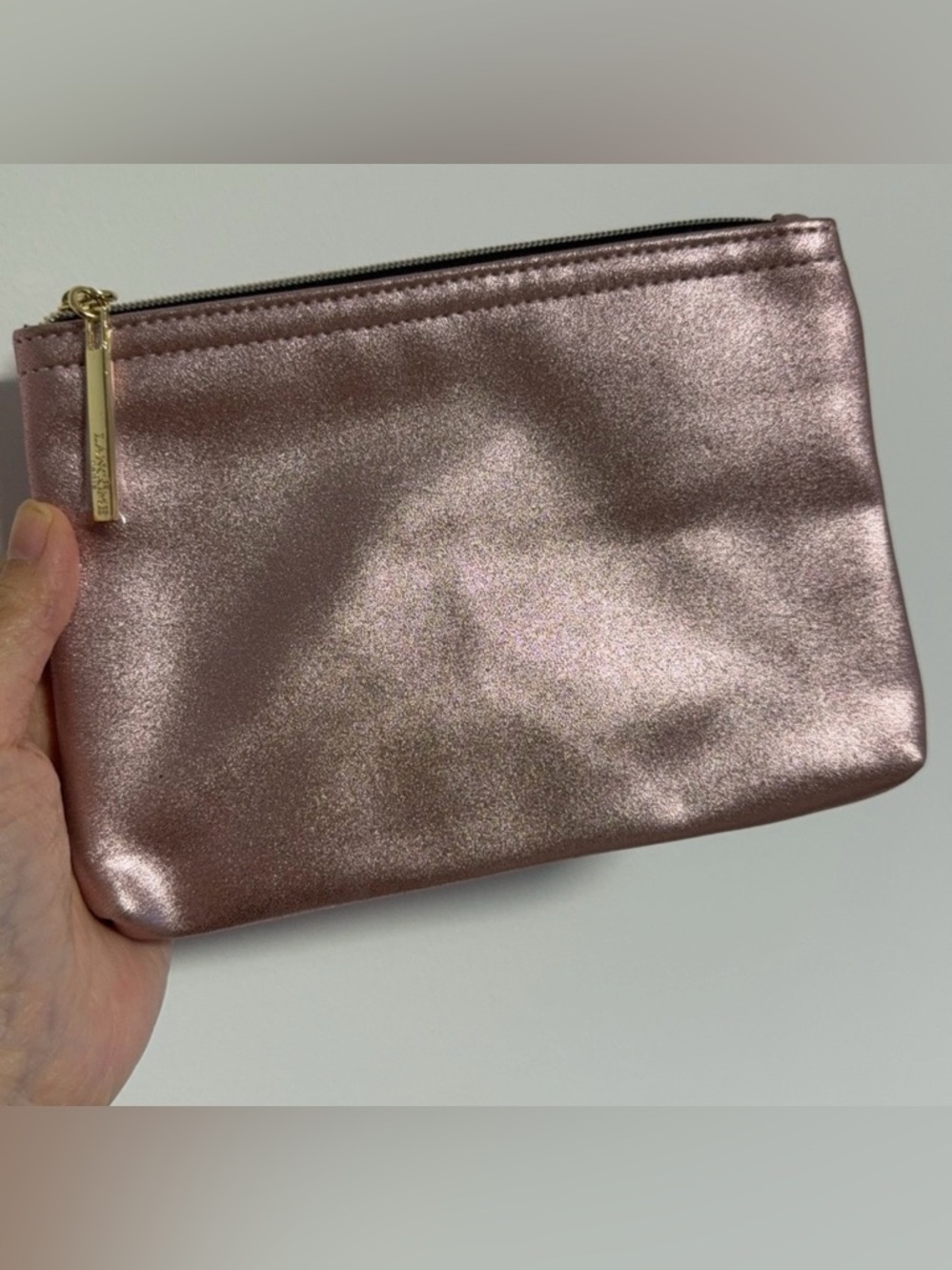 New Lancome metallic rose gold clutch makeup bag/ cosmetic travel bag